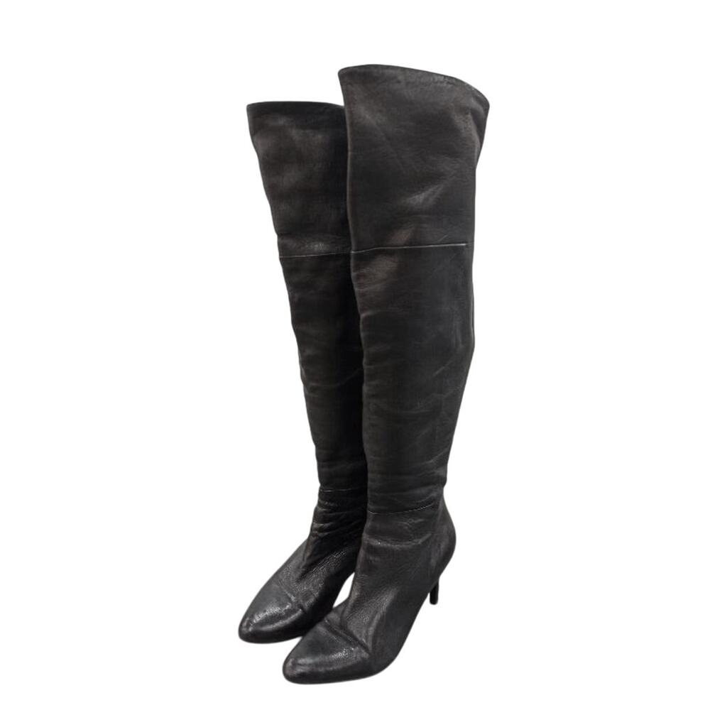 Coach Dalla Black Leather Over the Knee Boots 7.5 B Stiletto Pointed Toe w/ COA